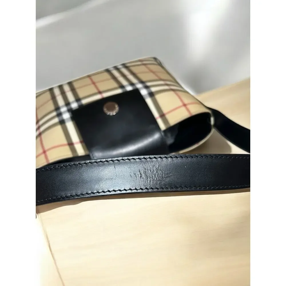 Vintage Burberry Coated Canvas Nova Check Shoulder Bag
